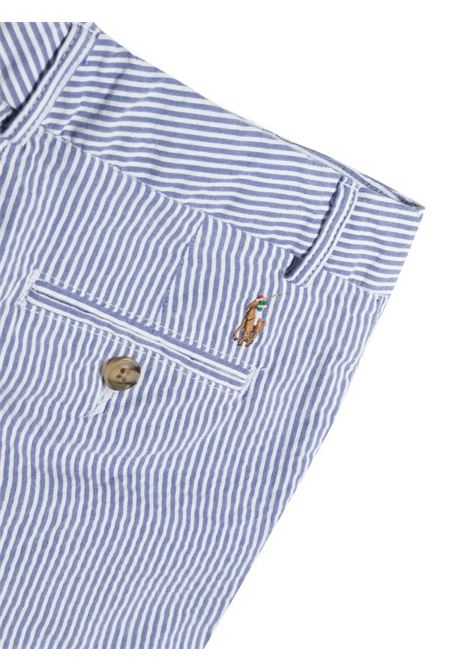 Bermuda In Cotone a Righe Blu Con Pony RALPH LAUREN KIDS | 323-901548001